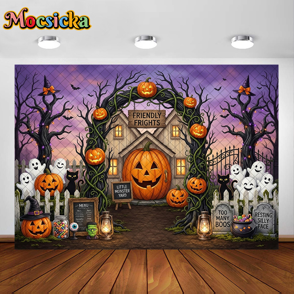 Photography Trick - Mocsicka Photography Backdrop Halloween Pumpkin Ghost