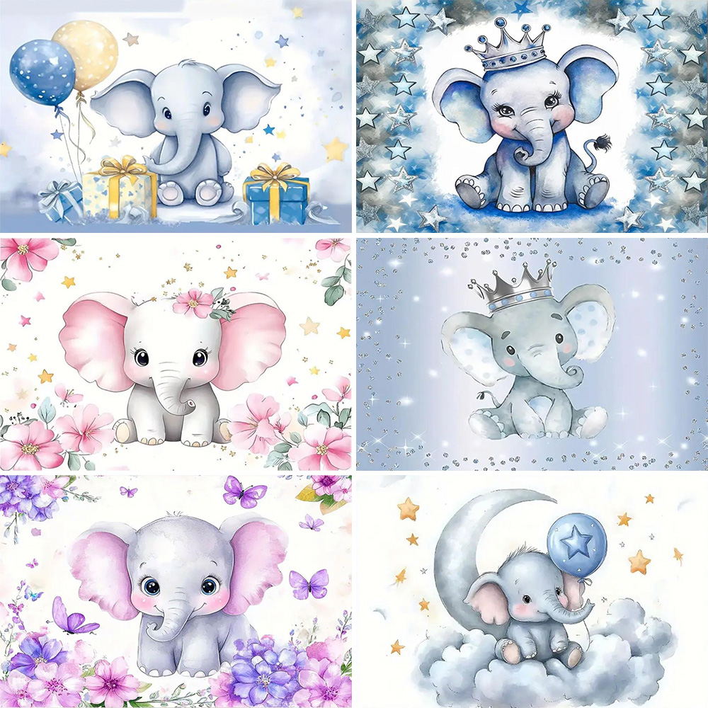 Photography Sport - Cartoon Elephant Birthday Party Decoration Background