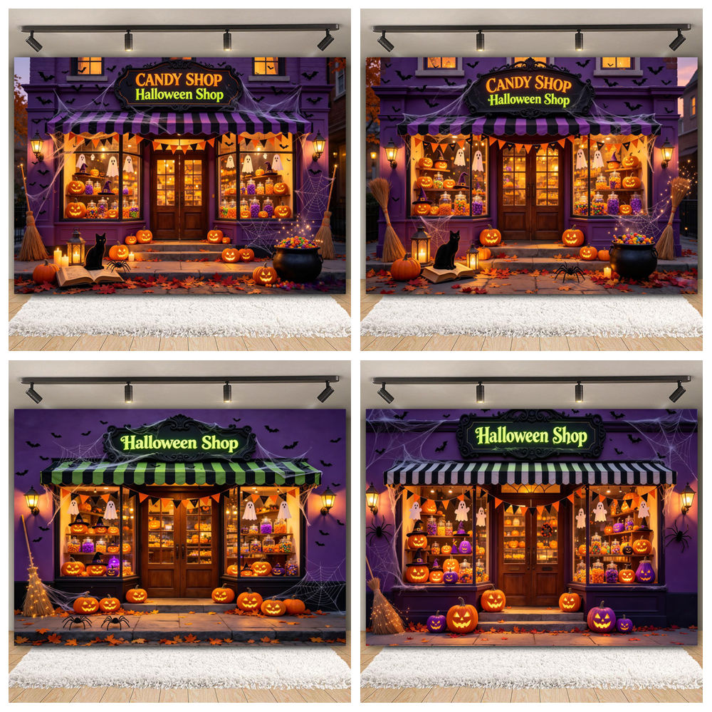 Photography Trick - Happy Halloween Backdrop Horror Pumpkin Candy