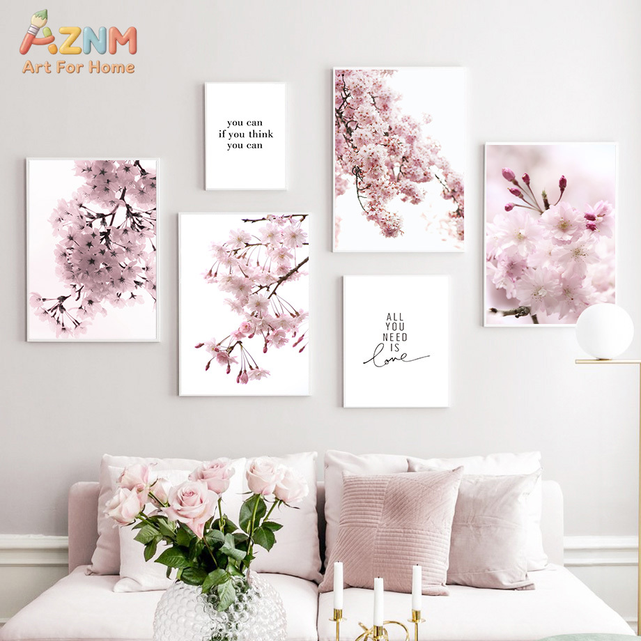AZNM Pink Cherry Blossom Canva - Photography Quotes Inspirational 评论和价格