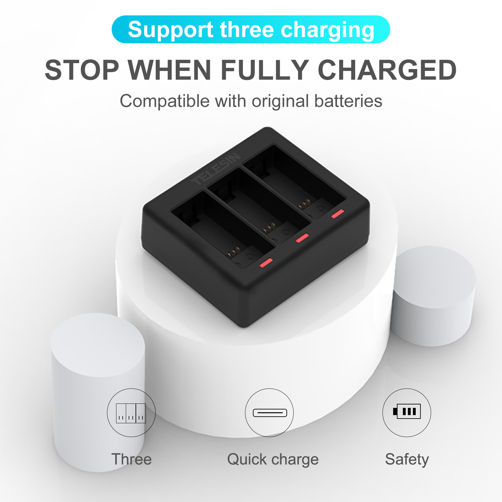 TELESIN 3 Ways Battery Charger - Gopro Action Camera Hero 11 Black 评论和价格