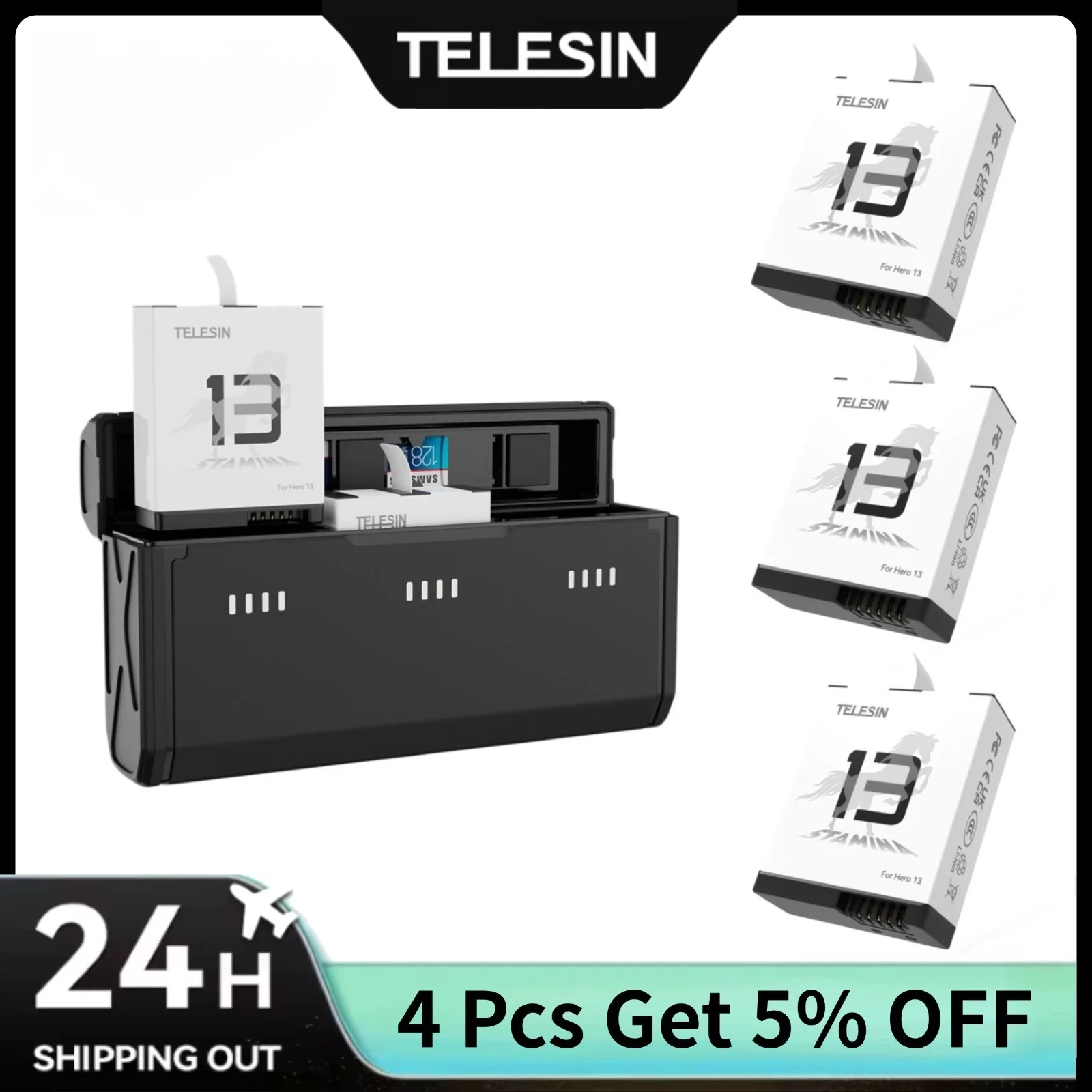 TELESIN Portable Fast Charging - Gopro Action Camera Hero 11 Black 评论和价格