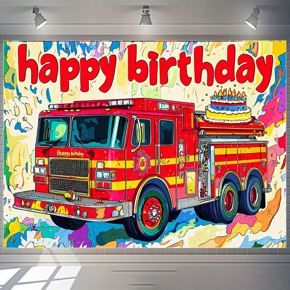 Cartoon Firetruck Theme Boy Bi - Photography Sport 评论和价格