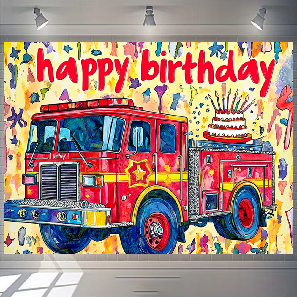 Cartoon Firetruck Theme Boy Bi - Photography Sport 评论和价格