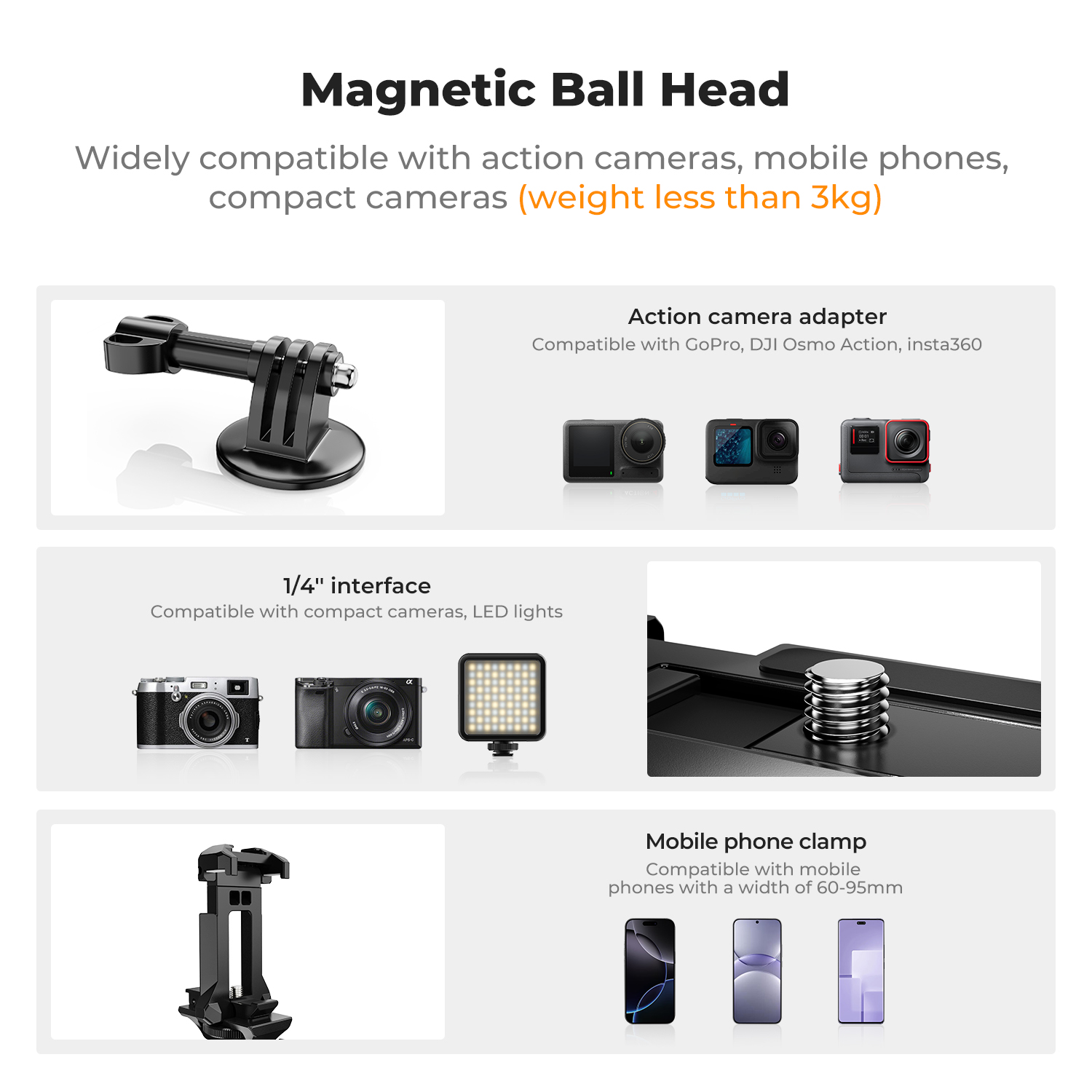 K&F CONCEPT Magnetic Camera Mo - Gopro Action Camera Hero 11 Black 评论和价格