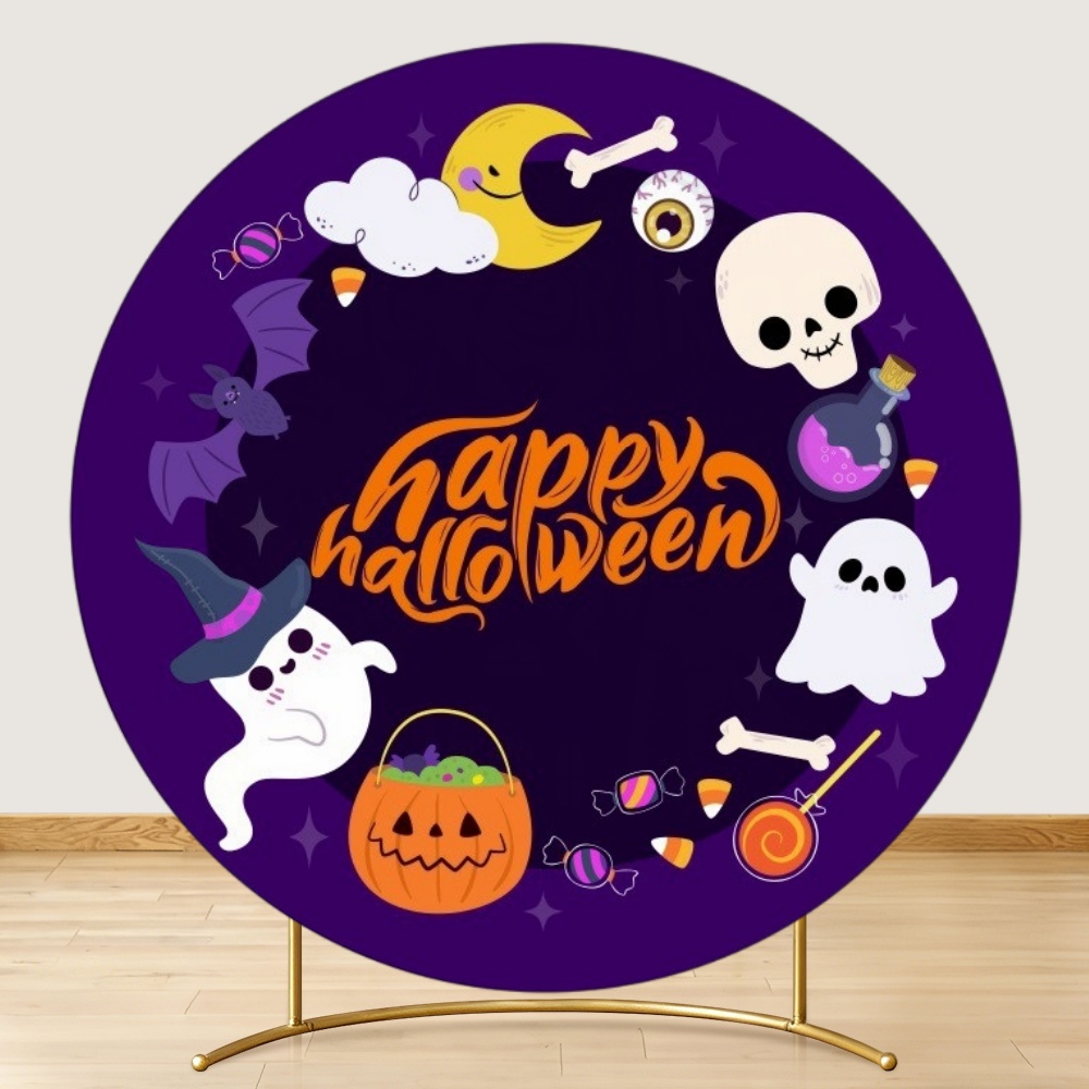 Round Halloween Backdrop Skull - Photography Trick 评论和价格